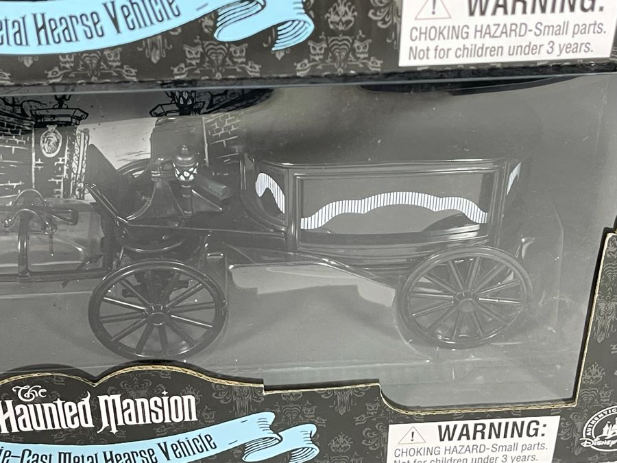 Pair Of Disneyland The Haunted Mansion Die-Cast Metal Hearse Vehicles New In Box White & Black Models [Photo 6]
