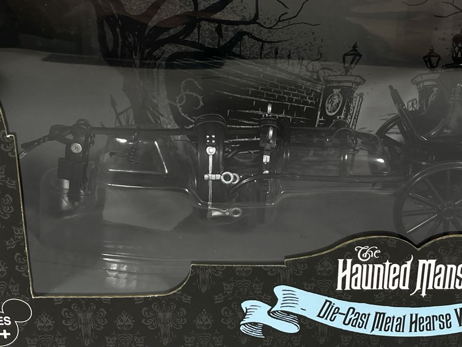 Pair Of Disneyland The Haunted Mansion Die-Cast Metal Hearse Vehicles New In Box White & Black Models [Photo 7]