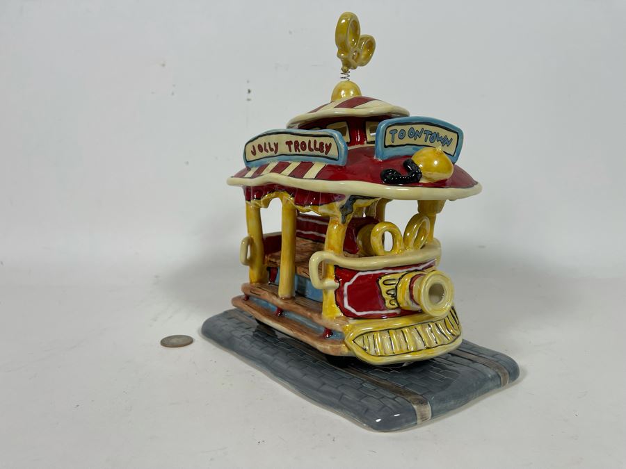 Heather Goldminc The Art Of Disney Jolly Trolley Ceramic Figurine Uses Tea Light 2 Pieces Slight Chip Underneath On One Of The Wheels - 9W X 5.5D X 9.5H See Photos Retails $80 [Photo 5]