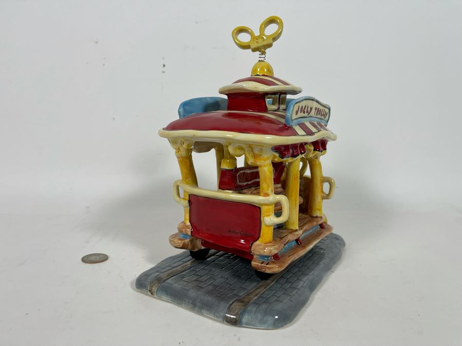 Heather Goldminc The Art Of Disney Jolly Trolley Ceramic Figurine Uses Tea Light 2 Pieces Slight Chip Underneath On One Of The Wheels - 9W X 5.5D X 9.5H See Photos Retails $80 [Photo 7]