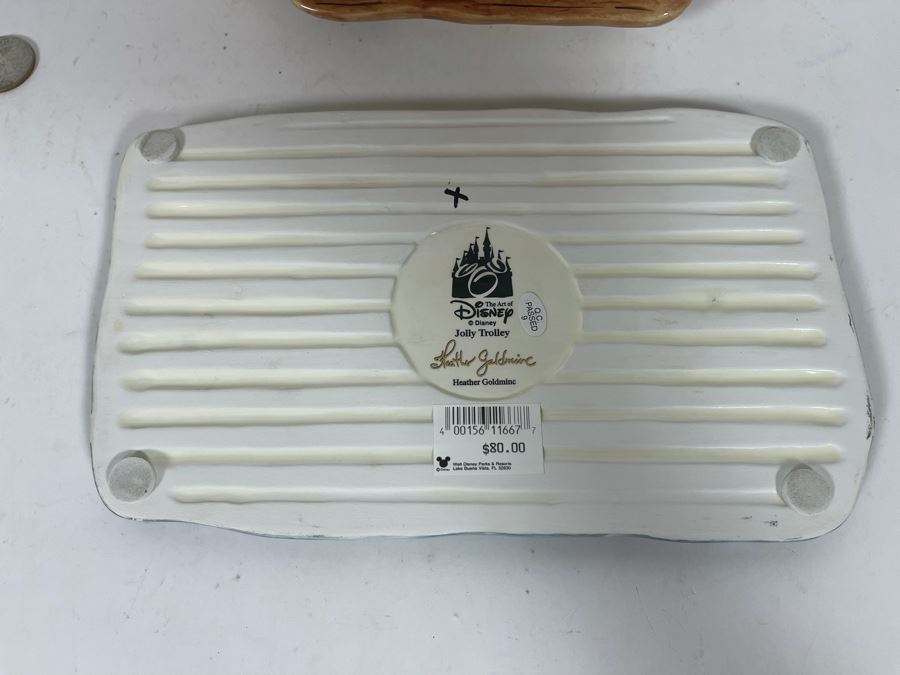 Heather Goldminc The Art Of Disney Jolly Trolley Ceramic Figurine Uses Tea Light 2 Pieces Slight Chip Underneath On One Of The Wheels - 9W X 5.5D X 9.5H See Photos Retails $80 [Photo 11]