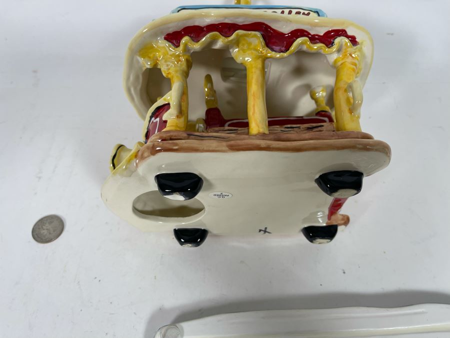 Heather Goldminc The Art Of Disney Jolly Trolley Ceramic Figurine Uses Tea Light 2 Pieces Slight Chip Underneath On One Of The Wheels - 9W X 5.5D X 9.5H See Photos Retails $80 [Photo 16]
