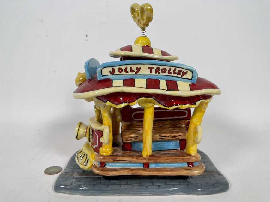 Heather Goldminc The Art Of Disney Jolly Trolley Ceramic Figurine Uses Tea Light 2 Pieces Slight Chip Underneath On One Of The Wheels - 9W X 5.5D X 9.5H See Photos Retails $80 [Photo 3]