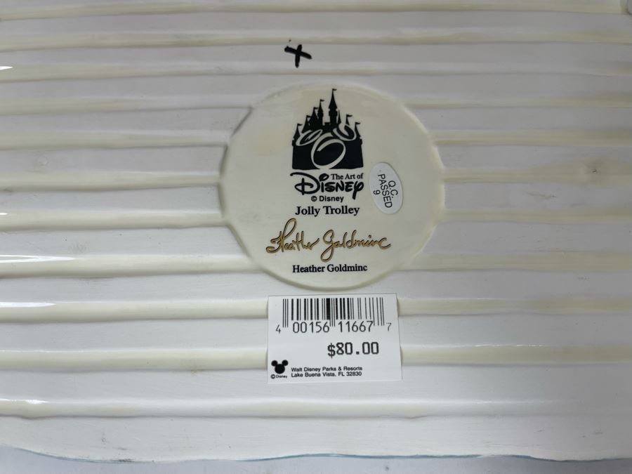 Heather Goldminc The Art Of Disney Jolly Trolley Ceramic Figurine Uses Tea Light 2 Pieces Slight Chip Underneath On One Of The Wheels - 9W X 5.5D X 9.5H See Photos Retails $80 [Photo 12]