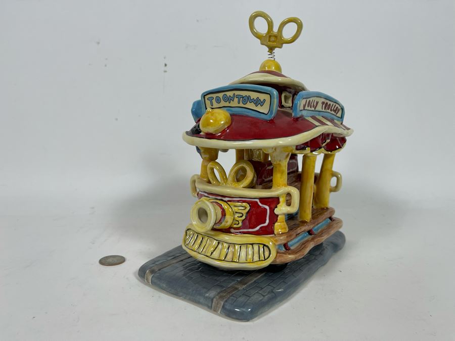 Heather Goldminc The Art Of Disney Jolly Trolley Ceramic Figurine Uses Tea Light 2 Pieces Slight Chip Underneath On One Of The Wheels - 9W X 5.5D X 9.5H See Photos Retails $80 [Photo 4]