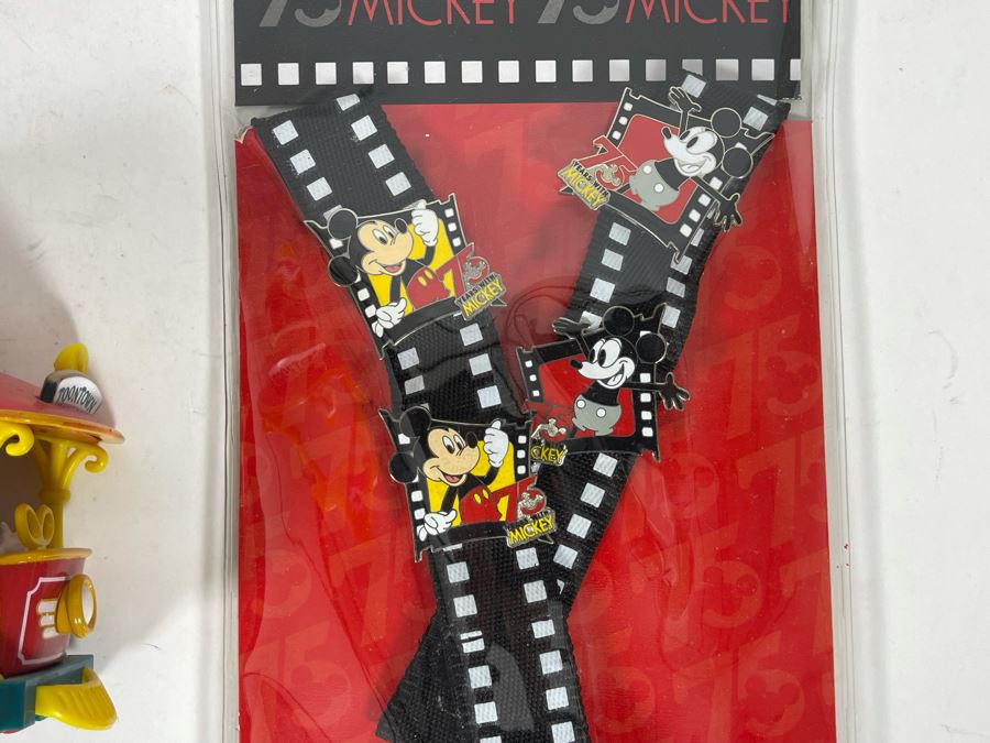 New Disneyland Mickey Mouse Pin Trading Starter Kit And Mickey Mouse Jolly Trolley Wind-up Toy [Photo 7]
