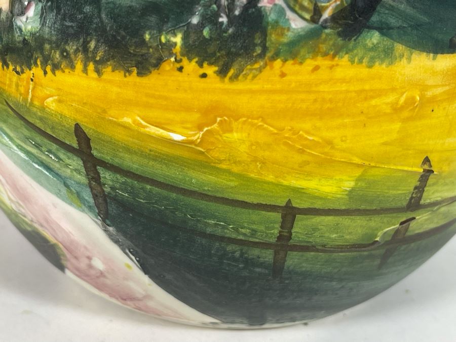 Pair Of Hand-Painted Relief Italian Vases 12H [Photo 6]