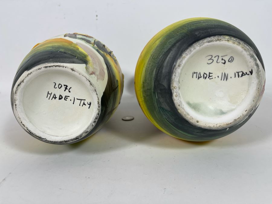 Pair Of Hand-Painted Relief Italian Vases 12H [Photo 13]