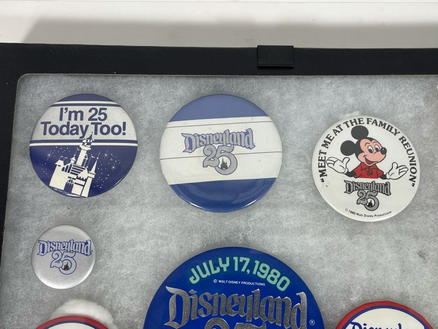 Disneyland Anniversary Buttons And Pin With (4) Display Boxes [Photo 12]