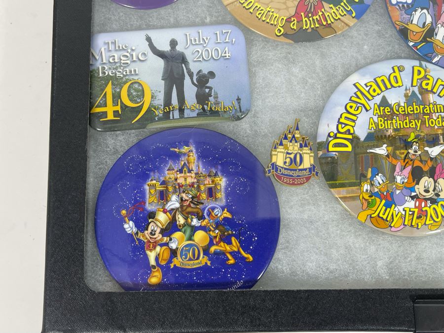 Disneyland Anniversary Buttons And Pin With (4) Display Boxes [Photo 14]