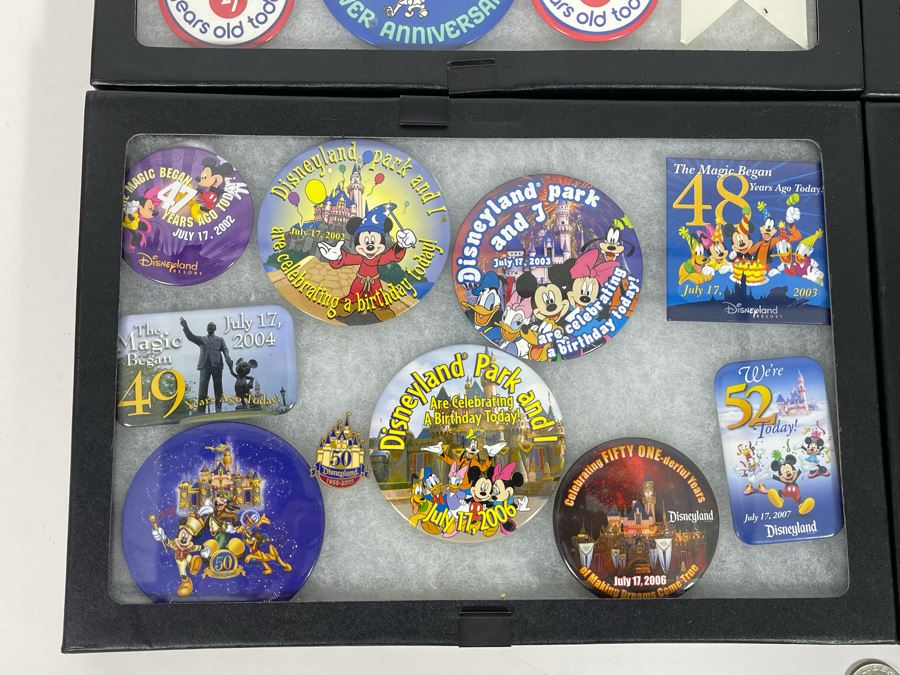 Disneyland Anniversary Buttons And Pin With (4) Display Boxes [Photo 13]