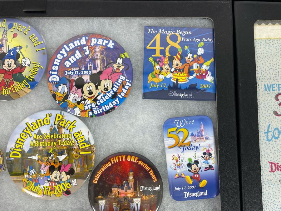 Disneyland Anniversary Buttons And Pin With (4) Display Boxes [Photo 17]