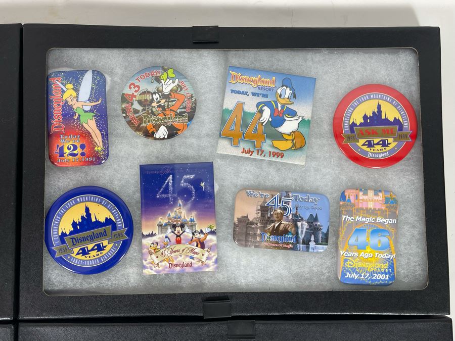 Disneyland Anniversary Buttons And Pin With (4) Display Boxes [Photo 19]