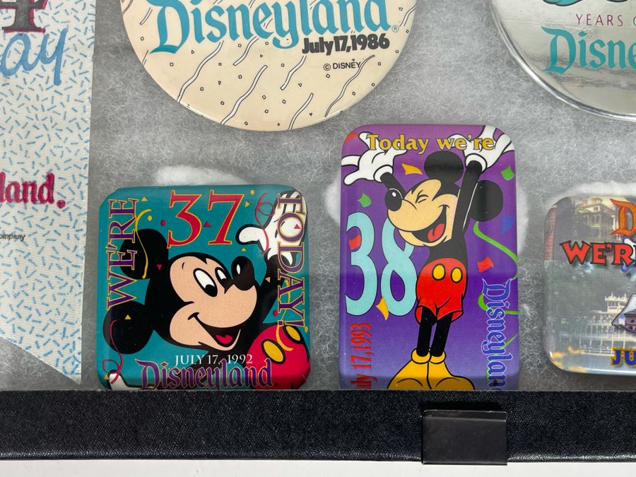 Disneyland Anniversary Buttons And Pin With (4) Display Boxes [Photo 5]