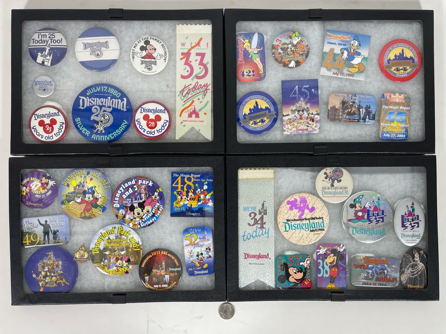Disneyland Anniversary Buttons And Pin With (4) Display Boxes [Photo 3]