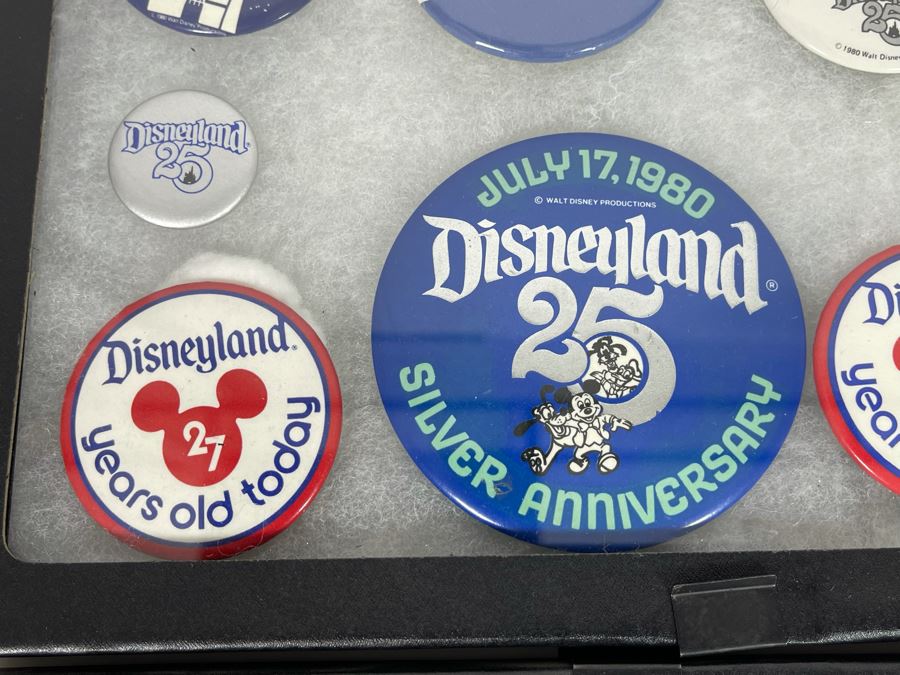 Disneyland Anniversary Buttons And Pin With (4) Display Boxes [Photo 10]
