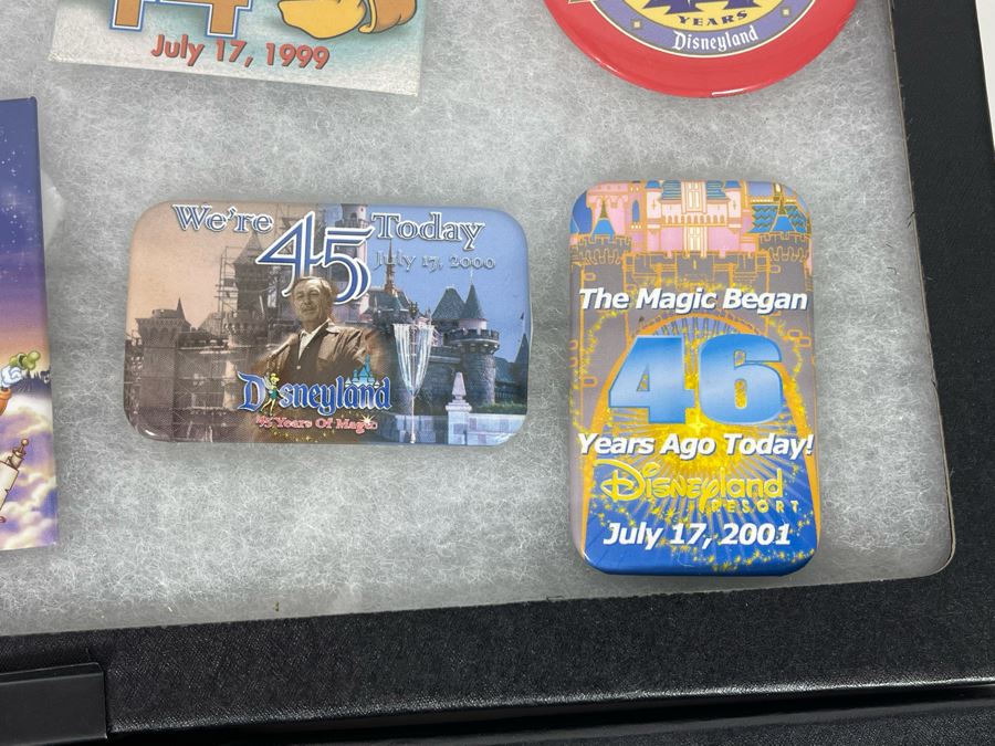 Disneyland Anniversary Buttons And Pin With (4) Display Boxes [Photo 21]