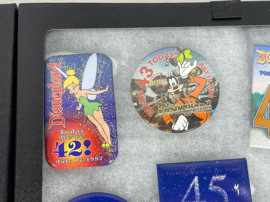 Disneyland Anniversary Buttons And Pin With (4) Display Boxes [Photo 23]