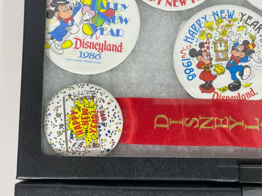 Disneyland Happy New Year Buttons And Pins With (4) Display Boxes [Photo 6]
