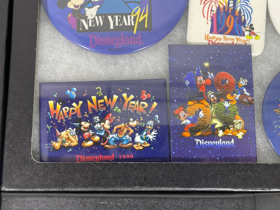 Disneyland Happy New Year Buttons And Pins With (4) Display Boxes [Photo 10]