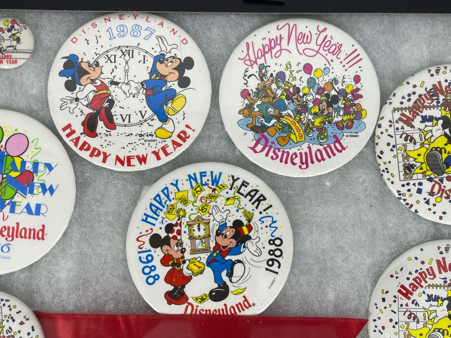 Disneyland Happy New Year Buttons And Pins With (4) Display Boxes [Photo 7]