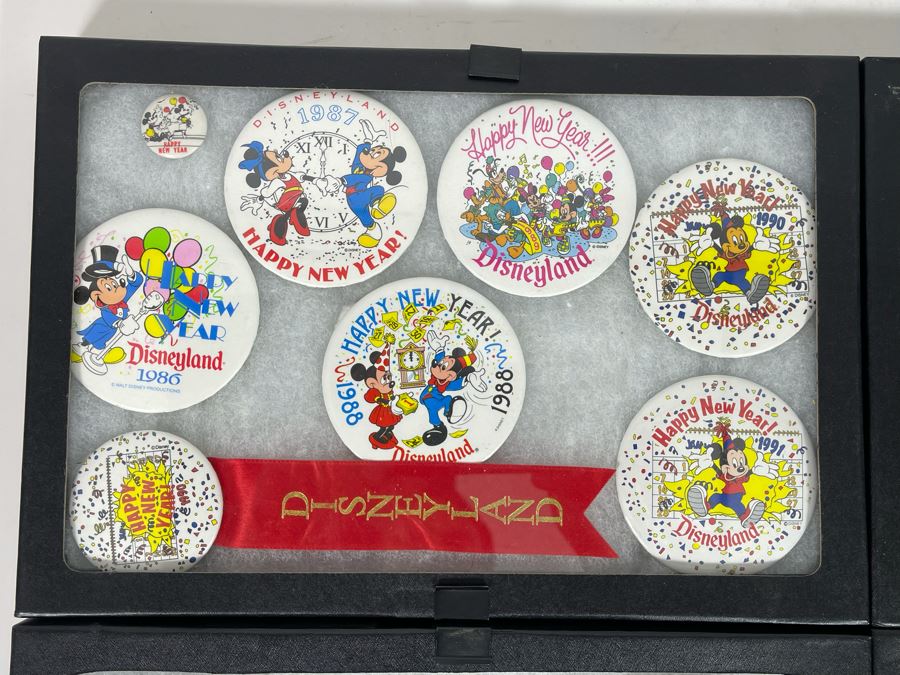 Disneyland Happy New Year Buttons And Pins With (4) Display Boxes [Photo 4]