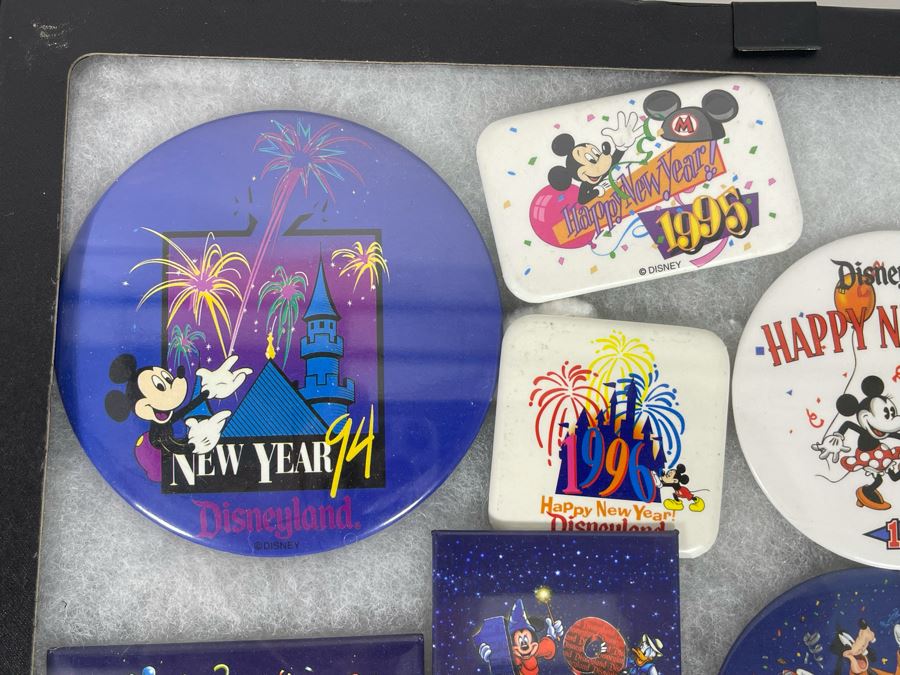 Disneyland Happy New Year Buttons And Pins With (4) Display Boxes [Photo 11]