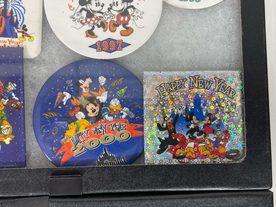 Disneyland Happy New Year Buttons And Pins With (4) Display Boxes [Photo 13]