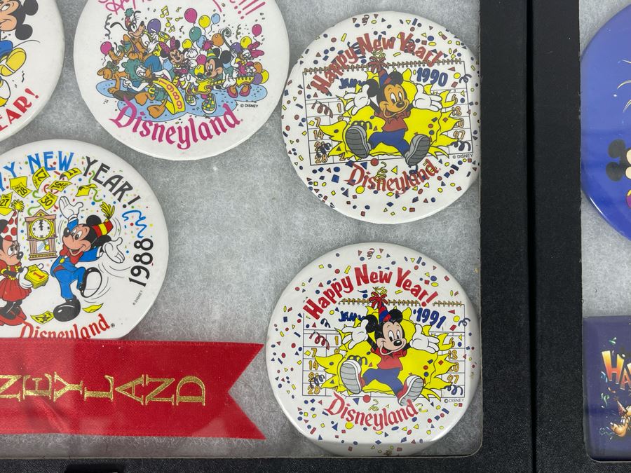 Disneyland Happy New Year Buttons And Pins With (4) Display Boxes [Photo 8]