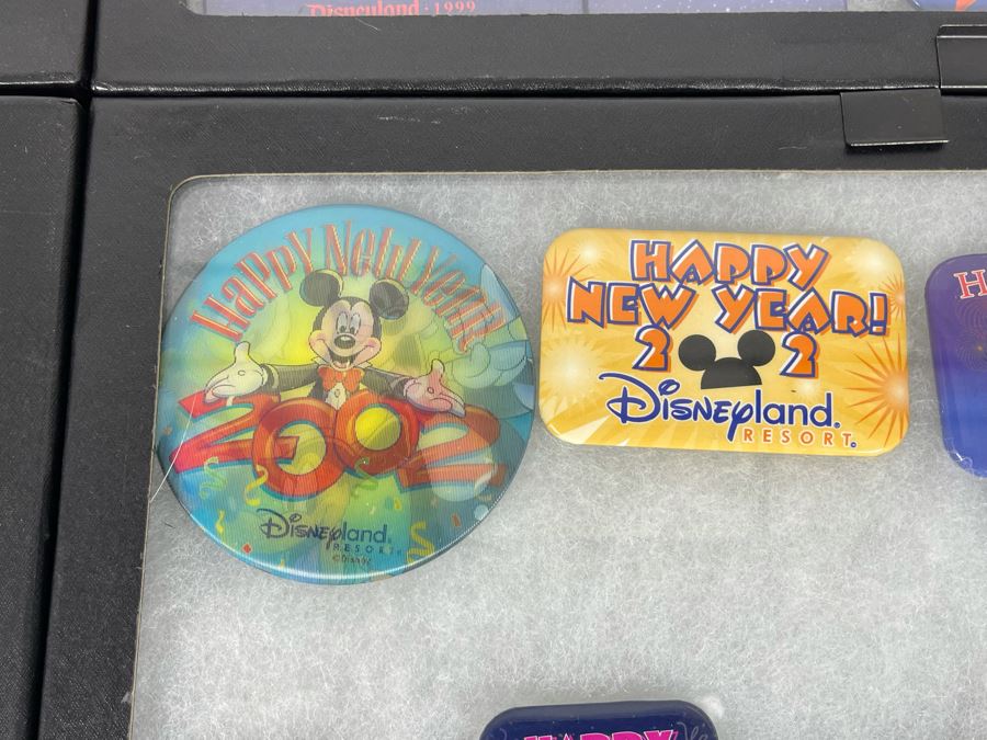 Disneyland Happy New Year Buttons And Pins With (4) Display Boxes [Photo 15]