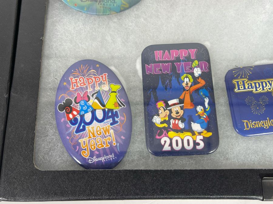 Disneyland Happy New Year Buttons And Pins With (4) Display Boxes [Photo 18]