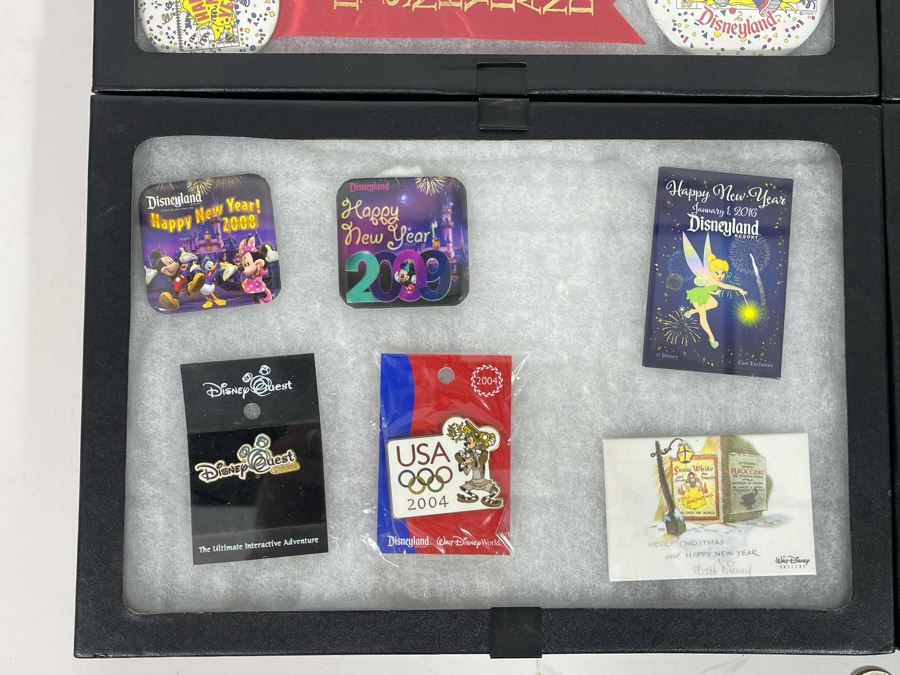 Disneyland Happy New Year Buttons And Pins With (4) Display Boxes [Photo 19]