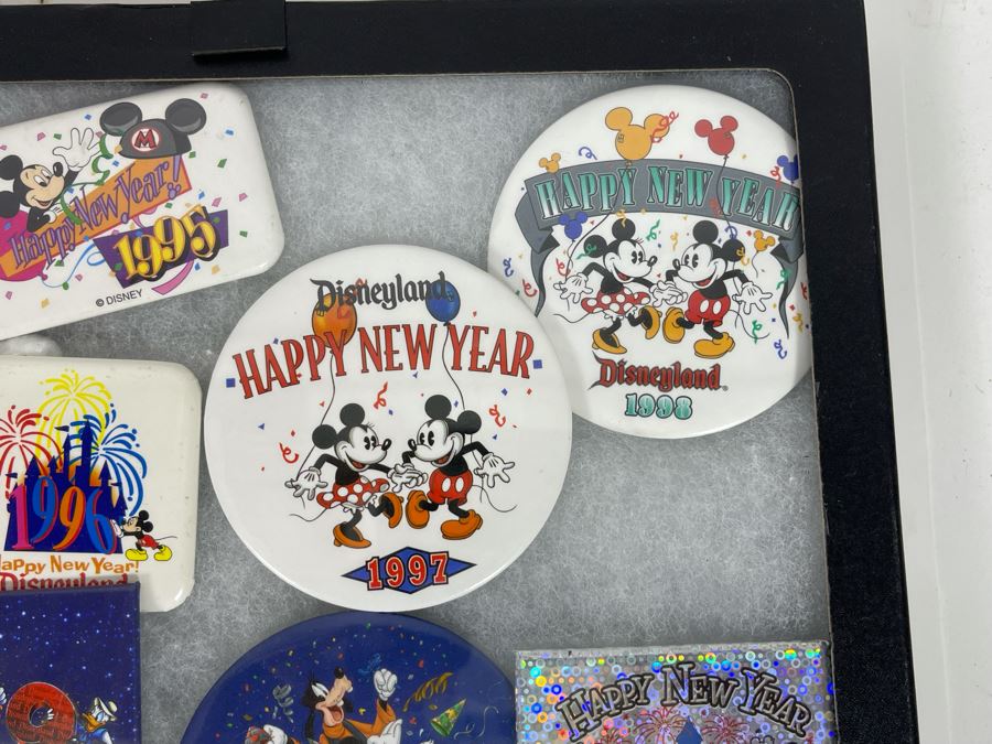 Disneyland Happy New Year Buttons And Pins With (4) Display Boxes [Photo 12]