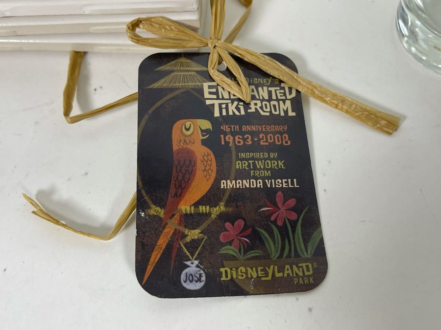 Disneyland Enchanted Tiki Room Lot Featuring (8) Glasses, (4) Shot Glasses, Pitcher And Limited Edition Of 600 Coasters Retails $123 [Photo 6]