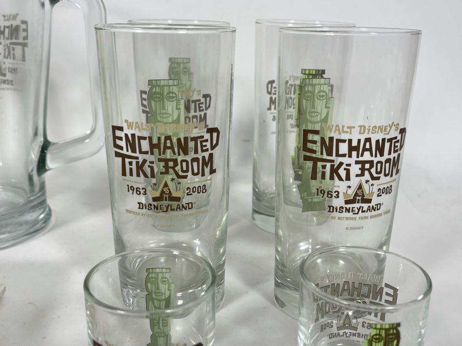 Disneyland Enchanted Tiki Room Lot Featuring (8) Glasses, (4) Shot Glasses, Pitcher And Limited Edition Of 600 Coasters Retails $123 [Photo 8]