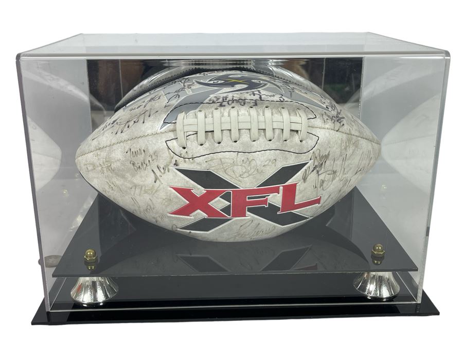 Signed XFL Los Angeles Xtreme Professional American Football Team Football With Display Case - See Photos [Photo 1]