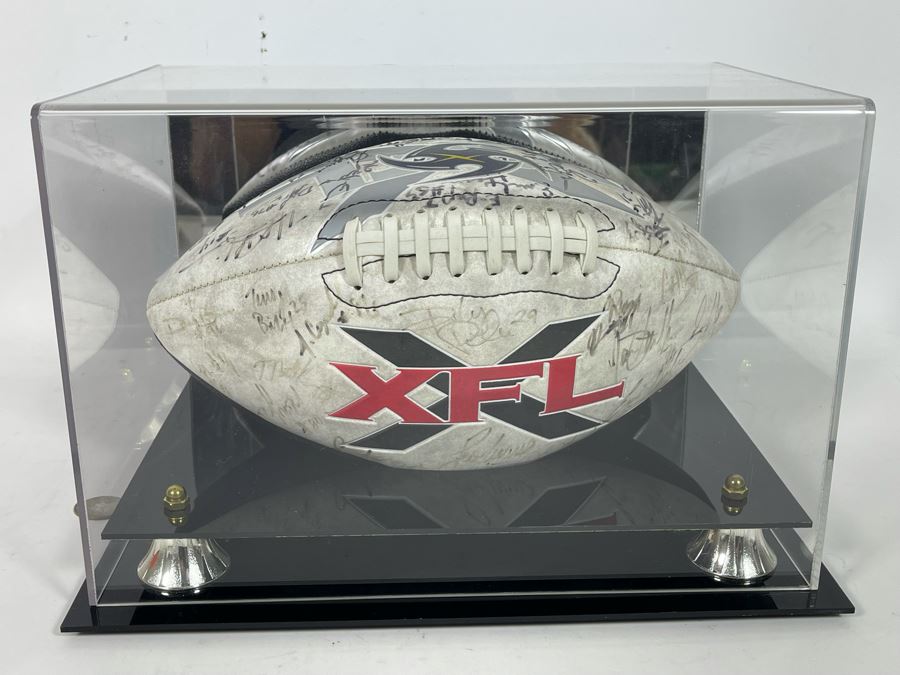 Signed XFL Los Angeles Xtreme Professional American Football Team Football With Display Case - See Photos [Photo 4]