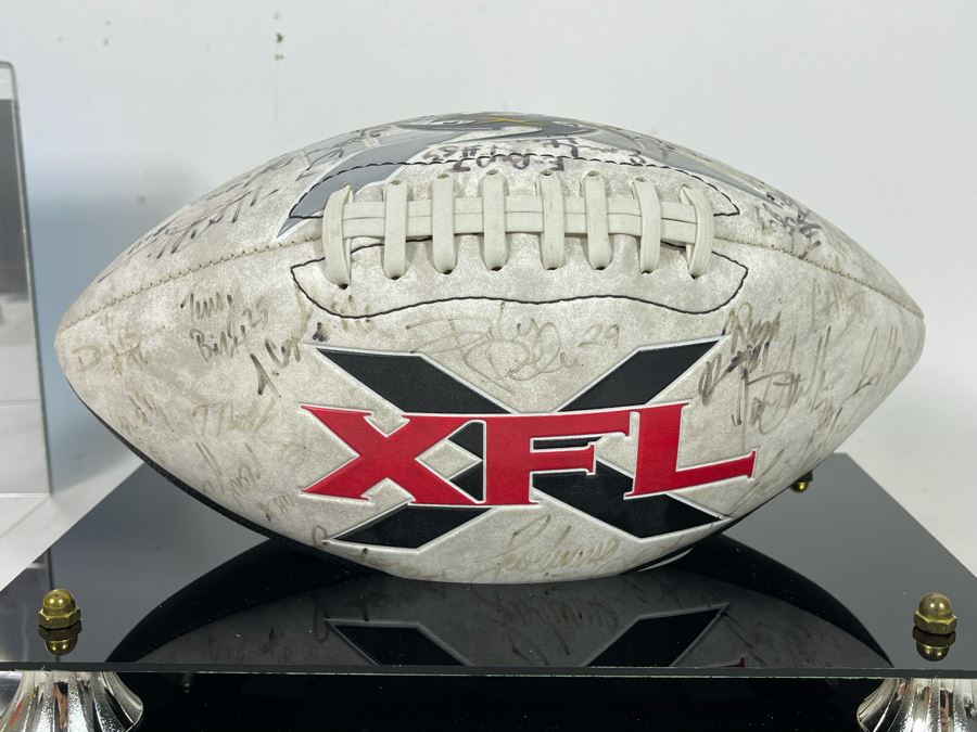 Signed XFL Los Angeles Xtreme Professional American Football Team Football With Display Case - See Photos [Photo 2]