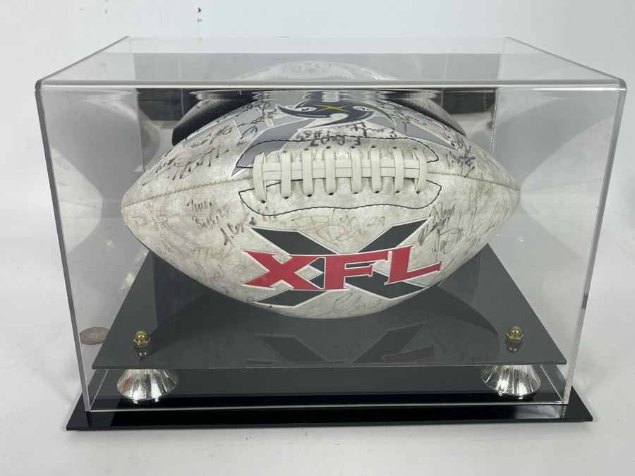 Signed XFL Los Angeles Xtreme Professional American Football Team Football With Display Case - See Photos [Photo 3]