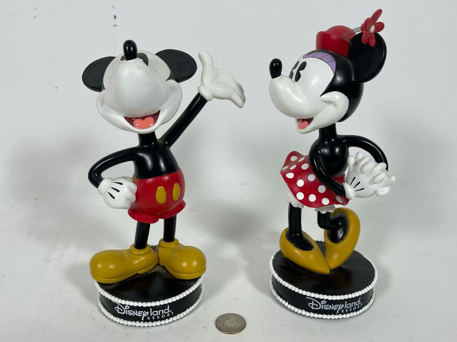Pair Of Disneyland Resort Mickey Mouse And Minnie Mouse Bobblehead Figurines 9H [Photo 2]