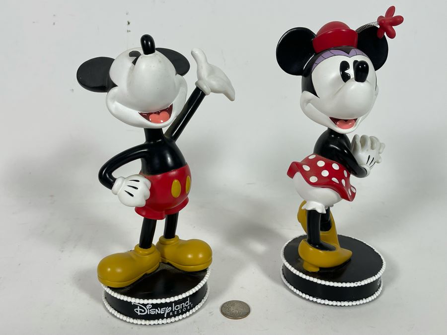 Pair Of Disneyland Resort Mickey Mouse And Minnie Mouse Bobblehead ...