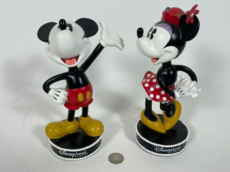 Pair Of Disneyland Resort Mickey Mouse And Minnie Mouse Bobblehead Figurines 9H [Photo 4]