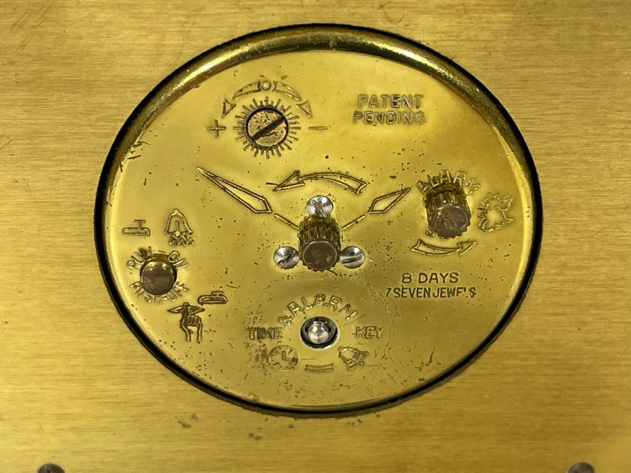 Mid-Century Modern Brass Desk Clock By Semca Untested Sold For Display Only 5W X 5.5H [Photo 6]