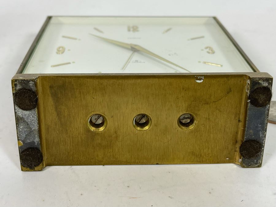 Mid-Century Modern Brass Desk Clock By Semca Untested Sold For Display Only 5W X 5.5H [Photo 7]
