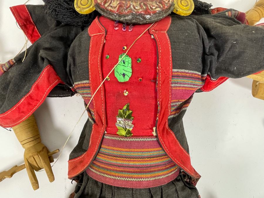 Vintage Handmade Eastern Puppet With Mask Some Strings Need To Be Reattached [Photo 8]