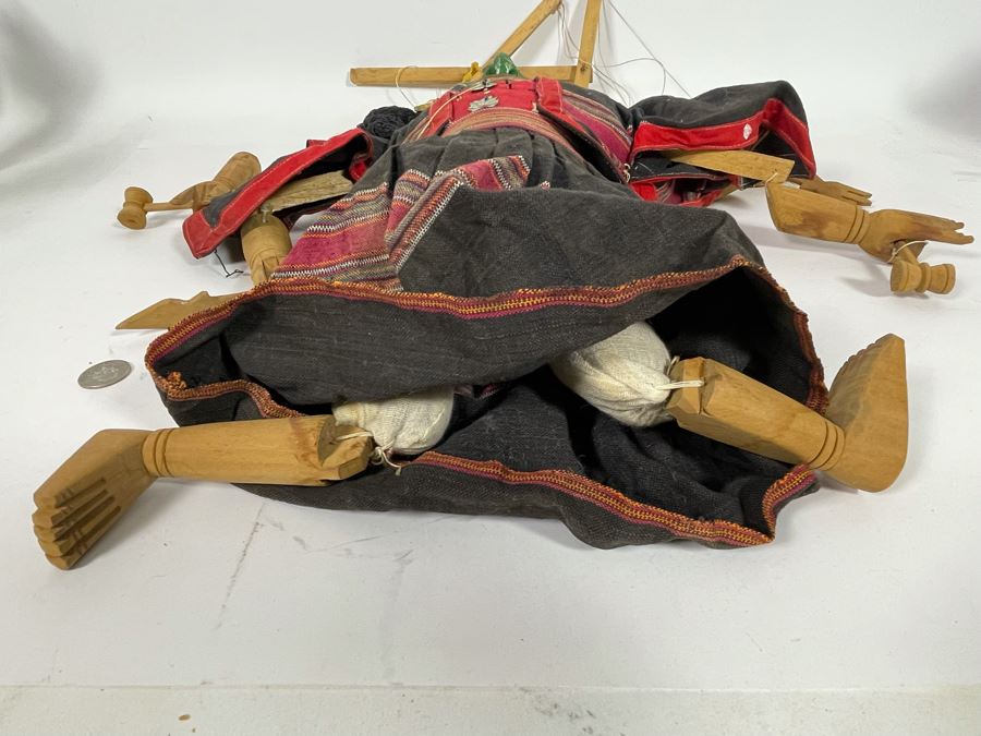 Vintage Handmade Eastern Puppet With Mask Some Strings Need To Be Reattached [Photo 7]