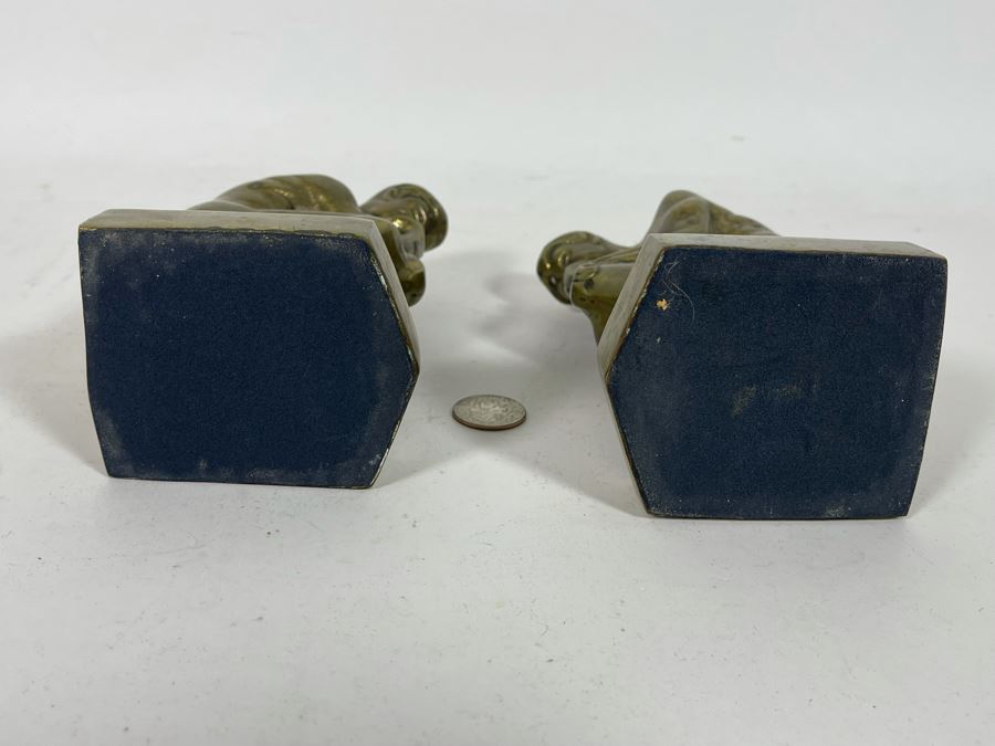 Vintage Brass The Thinker Thinking Man After Auguste Rodin Bookends 7H [Photo 8]