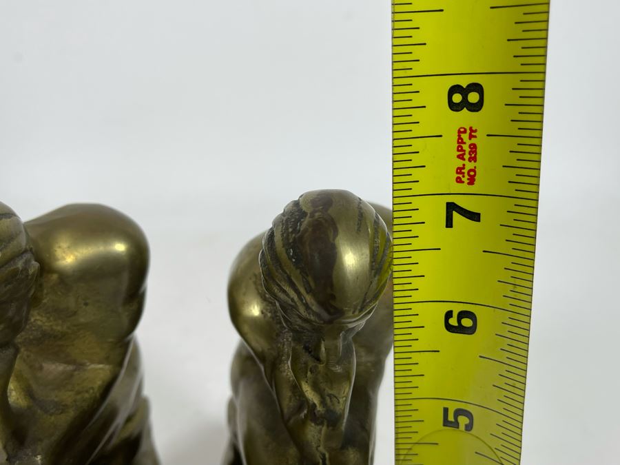 Vintage Brass The Thinker Thinking Man After Auguste Rodin Bookends 7H [Photo 9]