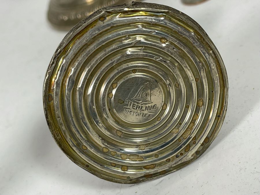 Pair Of Weighted Sterling Silver Candelabras 9H And Six Weighted Sterling Silver Candle Holders [Photo 15]