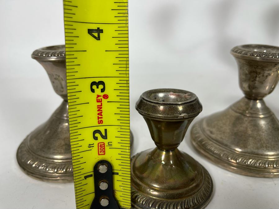 Pair Of Weighted Sterling Silver Candelabras 9H And Six Weighted Sterling Silver Candle Holders [Photo 13]